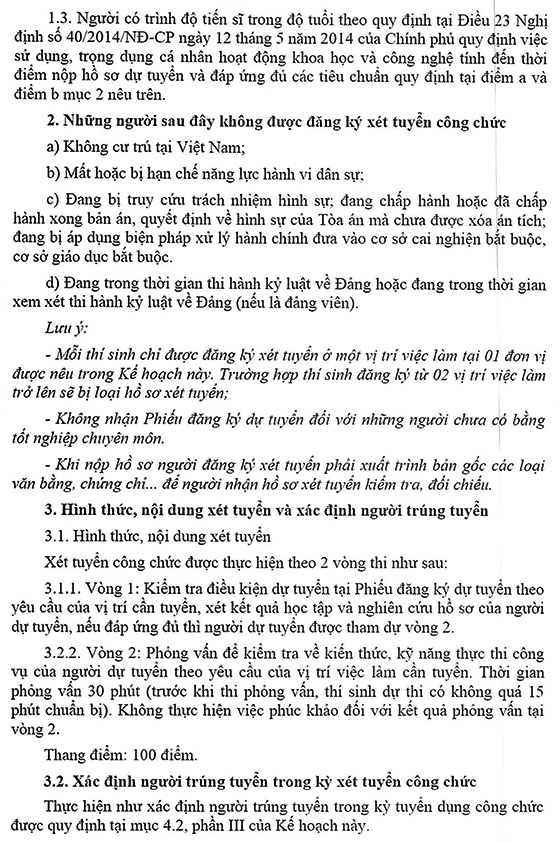 Hình thức, nội dung; xác định người trúng tuyển; thời gian tuyển dụng, địa điểm thi tuyển, xét tuyển