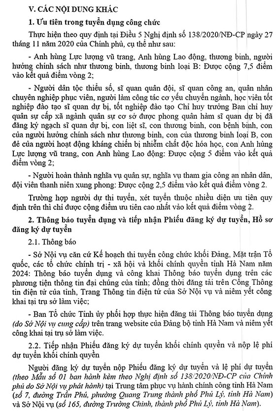 Tuyển dụng Công chức Khối Đảng và Chính quyền tỉnh Hà Nam