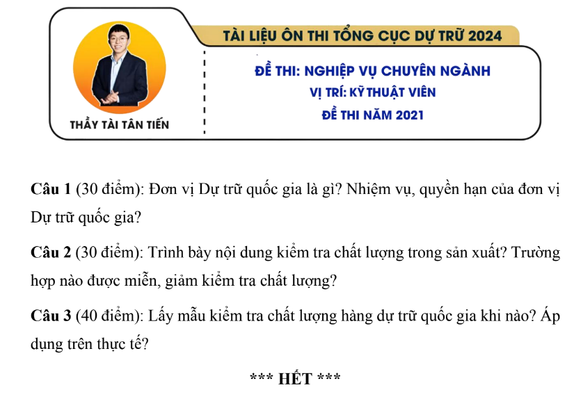 Đề thi vị trí Kỹ thuật viên năm 2021