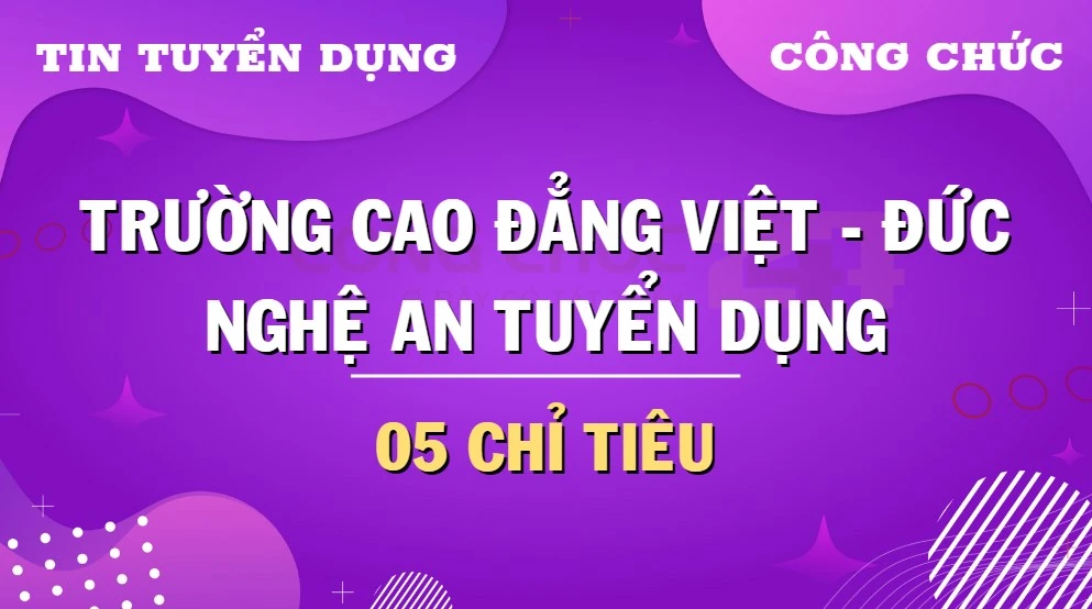 Thumbnail Thông tin tuyển dụng viên chức năm 2024 tại Trường Cao đẳng Việt - Đức Nghệ An