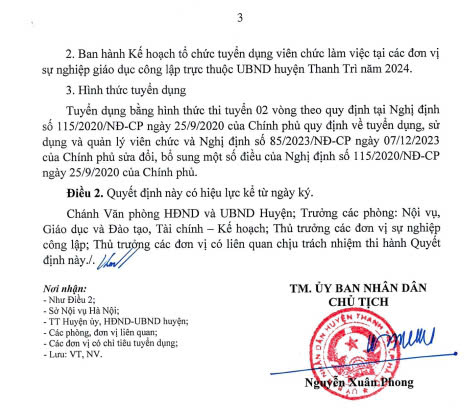 Thông tin tuyển dụng viên chức UBND huyện Thanh Trì, Hà Nội năm 2024 3